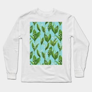 Lily of the valley on pool blue Long Sleeve T-Shirt